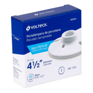 Portalmpara de Porcelana, 4-1/2", Redonda, Volteck