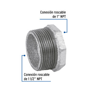Reduccin Bushing Acero Galvanizado 1"x1/2", Foset