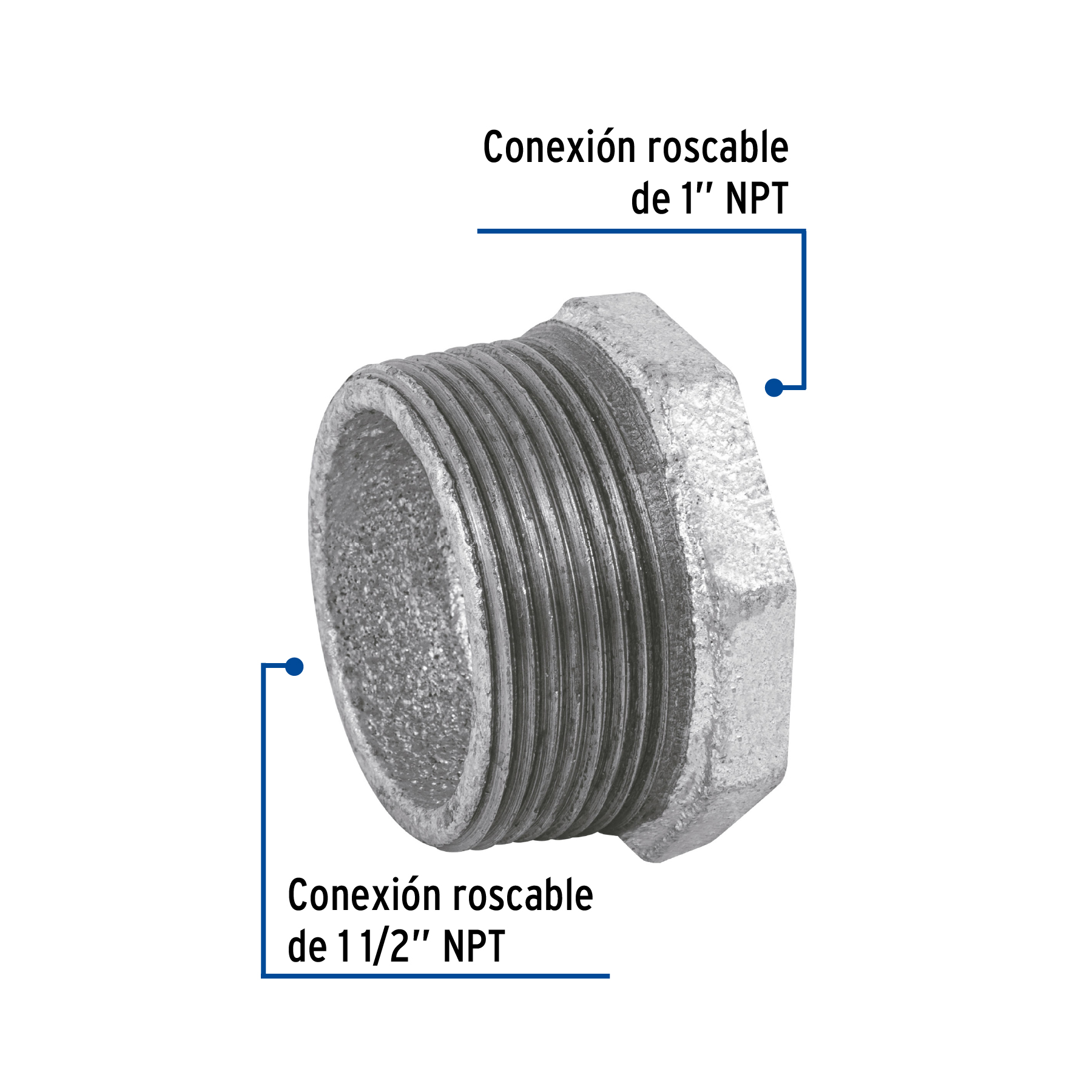 Reduccin Bushing Acero Galvanizado 1"x1/2", Foset