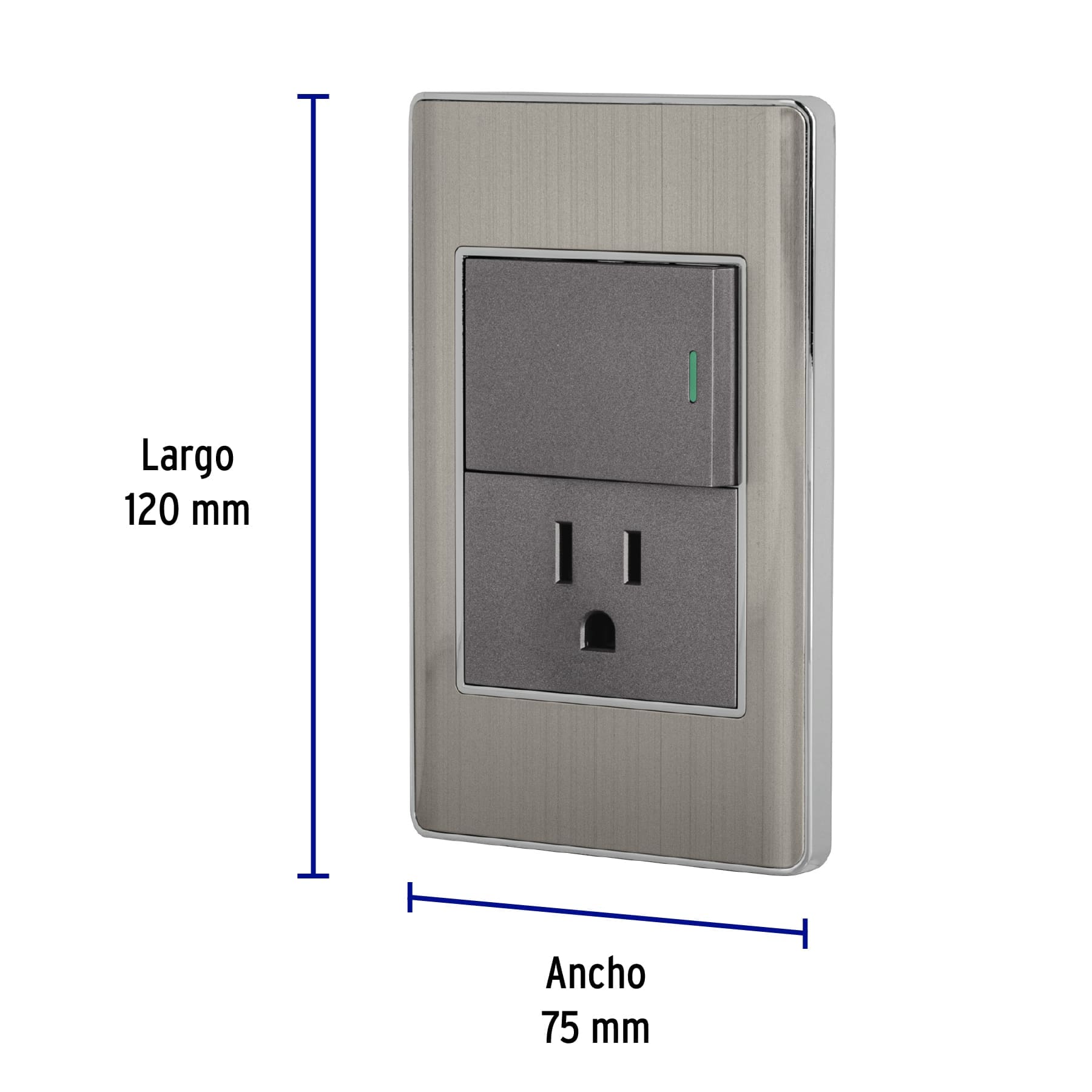 Placa Armada Acero Interruptor y Contacto 1.5 Md, Lisboa