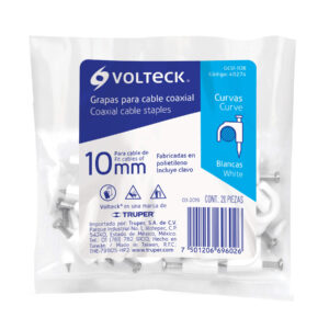Bolsa con 20 Grapas Blancas de 12 Mm para Cable Redondo