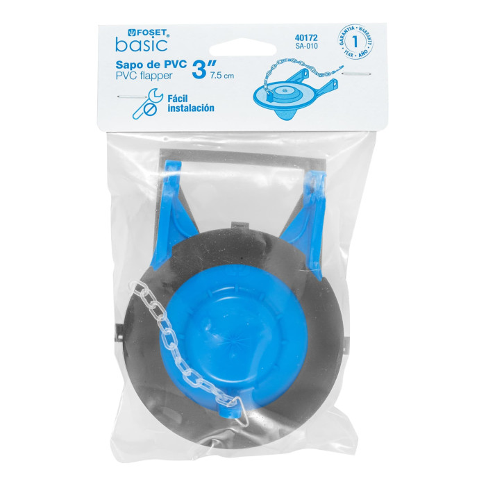 Sapo 2" para Wc, PVC Azul, Cadena Plástica, Foset Basic