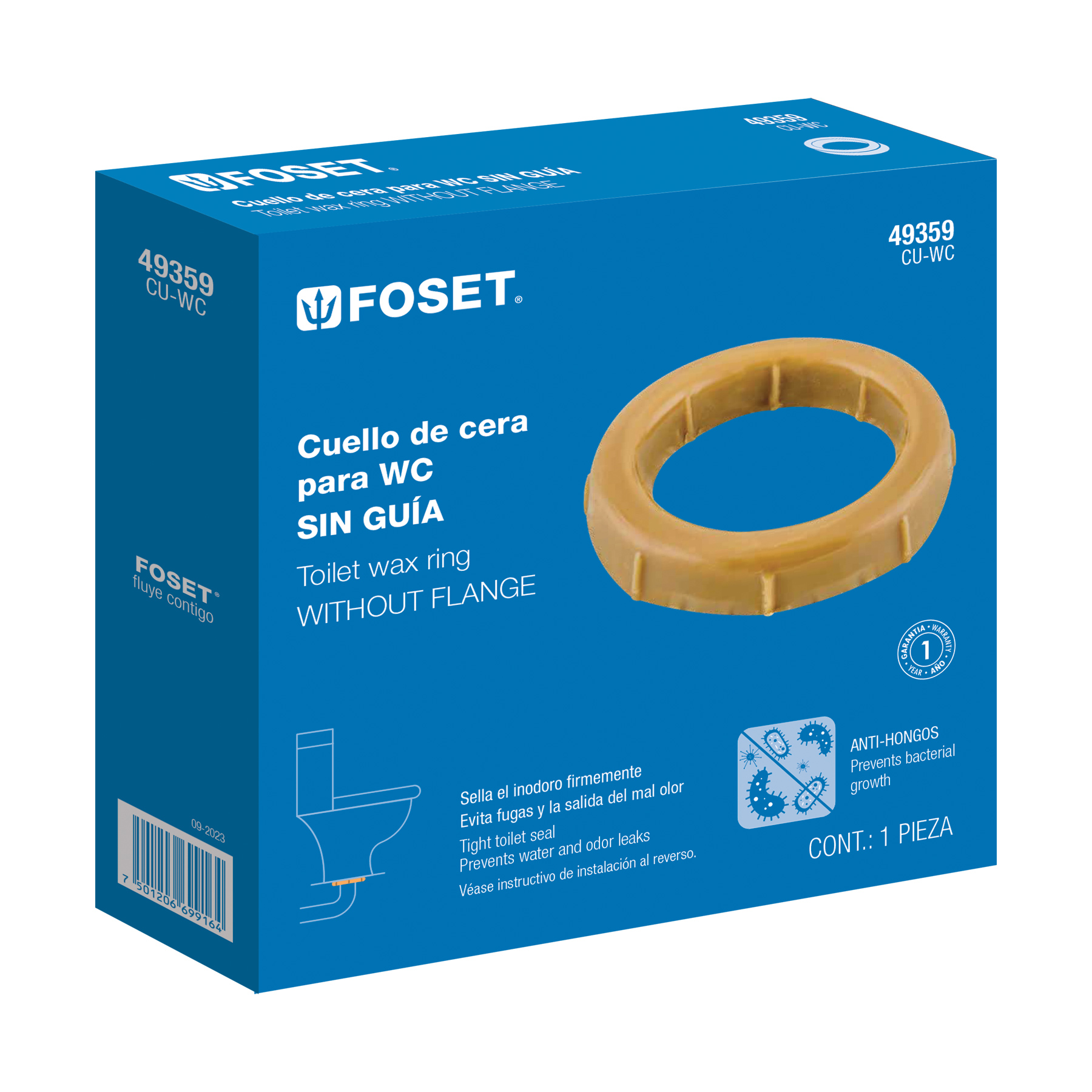 Cuello de Cera Sin Guía para Wc, 150 G, Foset