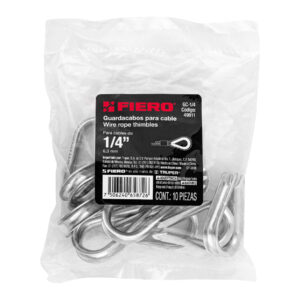 Bolsa con 10 Guardacabos para Cable de Acero de 1/4", Fiero