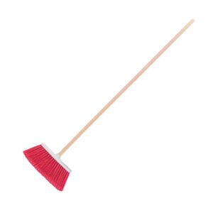 Escoba Mediana Tipo Cepillo, Cerdas de PVC, Bastón de Madera