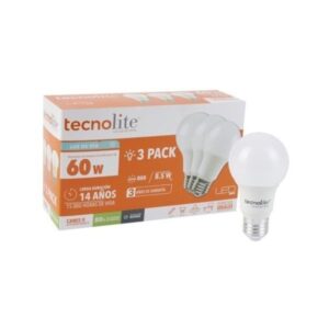 Paquete de 3 Foco Domestico A19 LED 8.5w Luz Cálida 100-240V 3000K