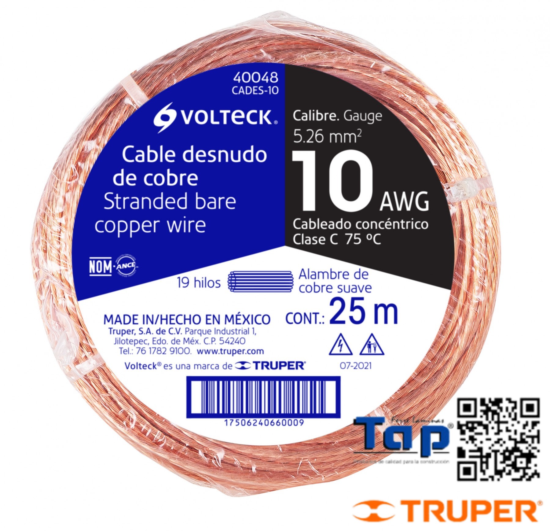 Cable Cobre Desnudo Cal - 3/0 Pulgadas