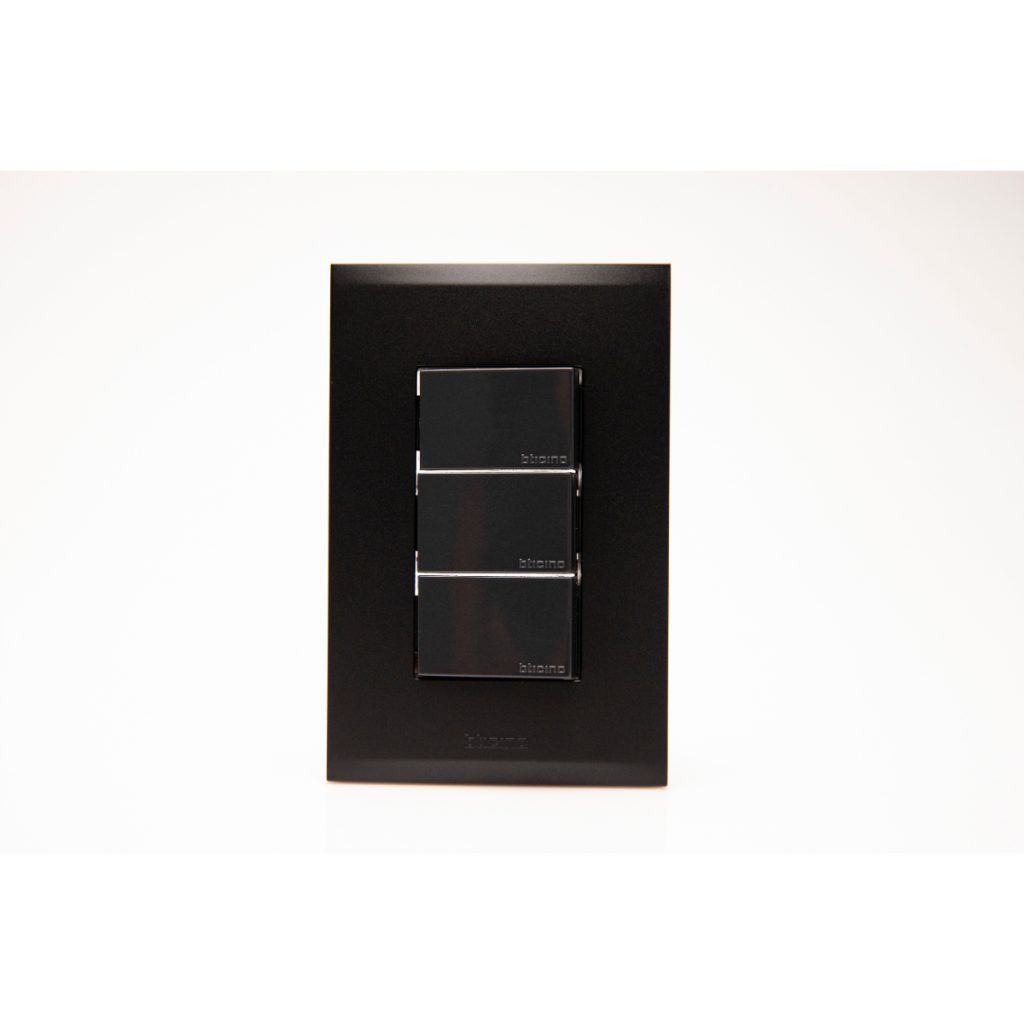 Apagador Triple Brushed Metal Negro