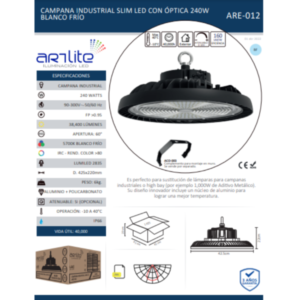 Campana Modular LED 50W 6500K Luz Fría Artelite