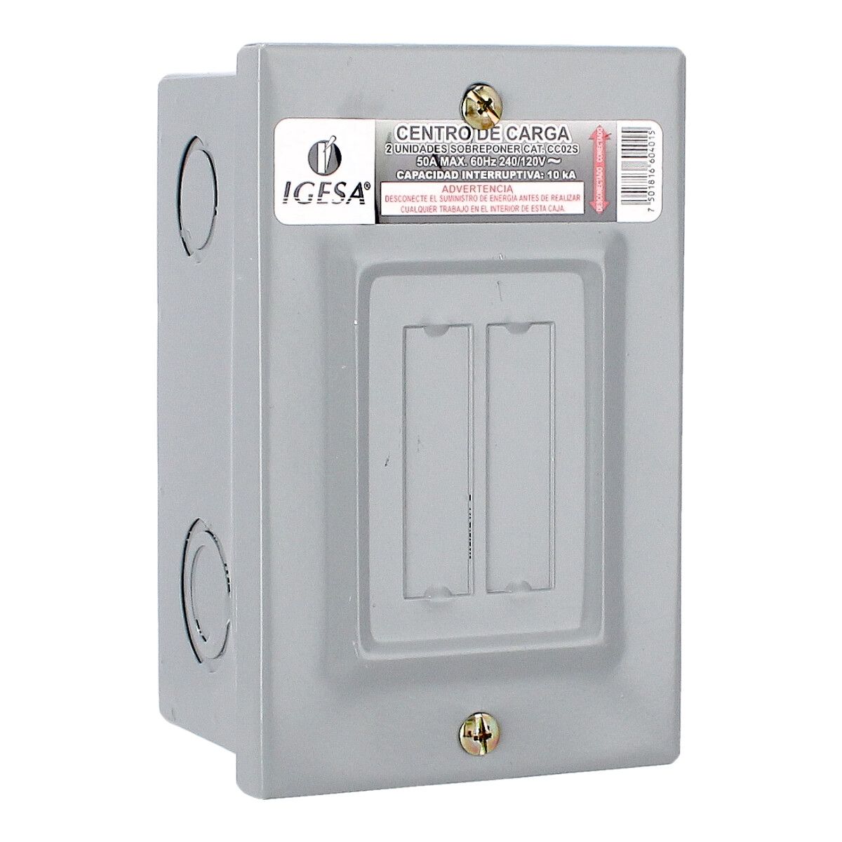 Centro de Carga 2 Circuitos Sobreponer 50AMP