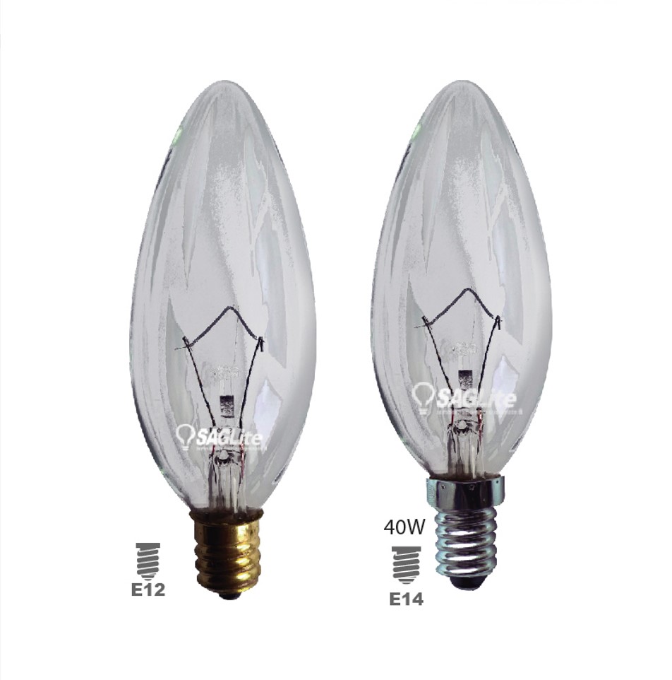 Foco Torpedo 40W E12 130V Cristal Claro
