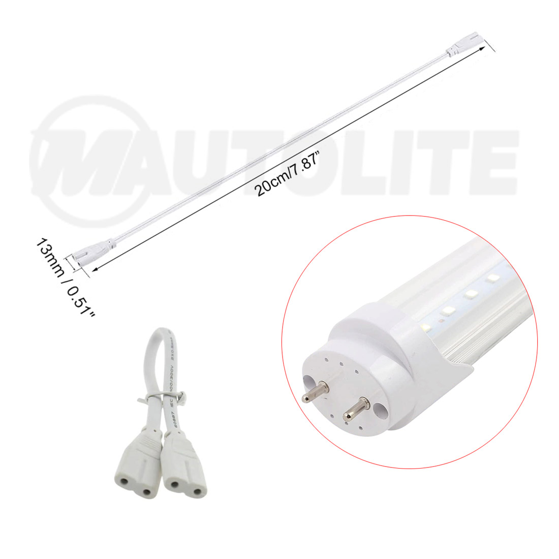 Tubo LED T8 65K 100-265v Claro Doble Conector