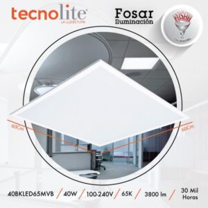 Panel LED 40W 60x60  6500K 100-240V Luz Fría 40bkled65mva
