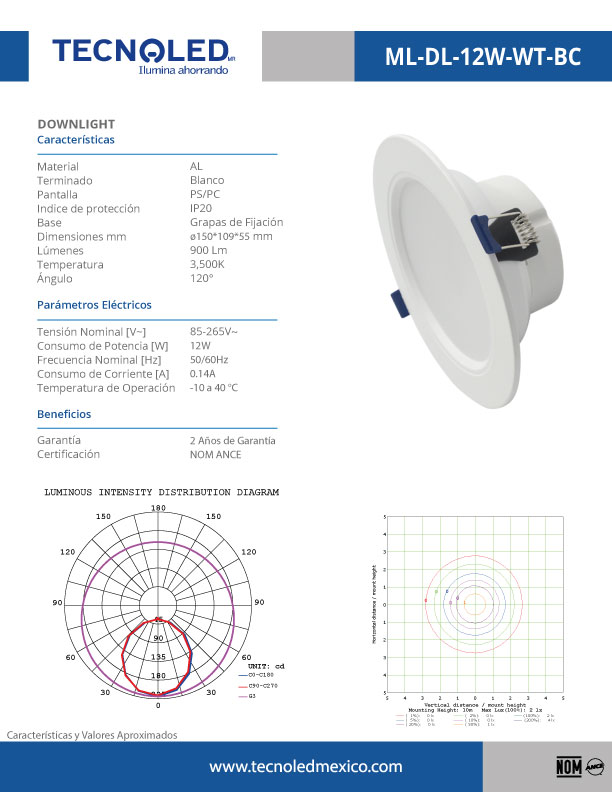 Downlight 12W 3500K 85-265v Mldl12wwtbc Satin