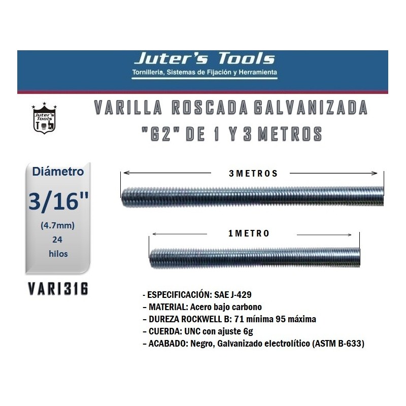 Varilla Roscada - 3/4 Pulgadas X 1MTS