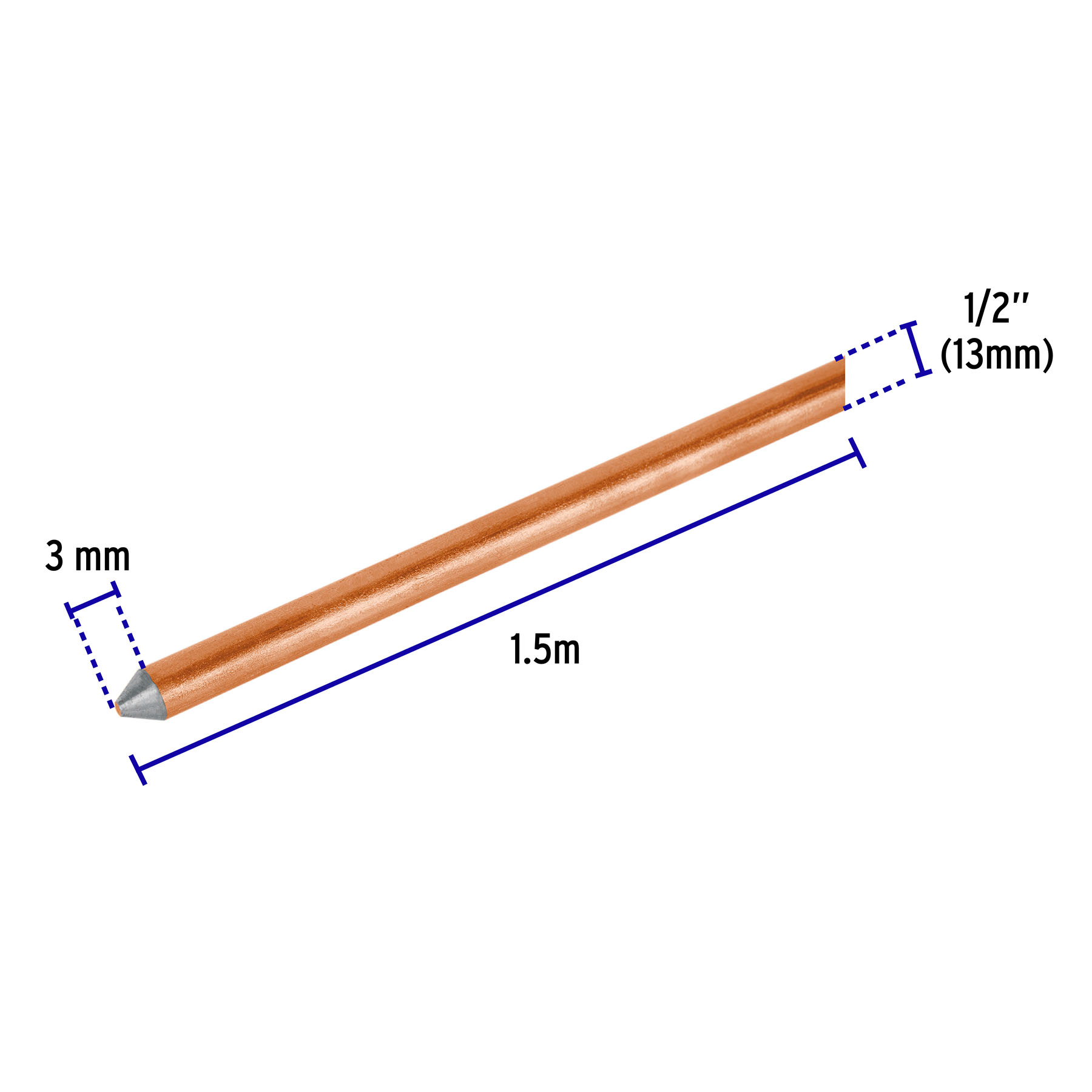 Varilla de 1.5 M, Acero Revestido de Cobre, de 1/2" Volteck - Image 5
